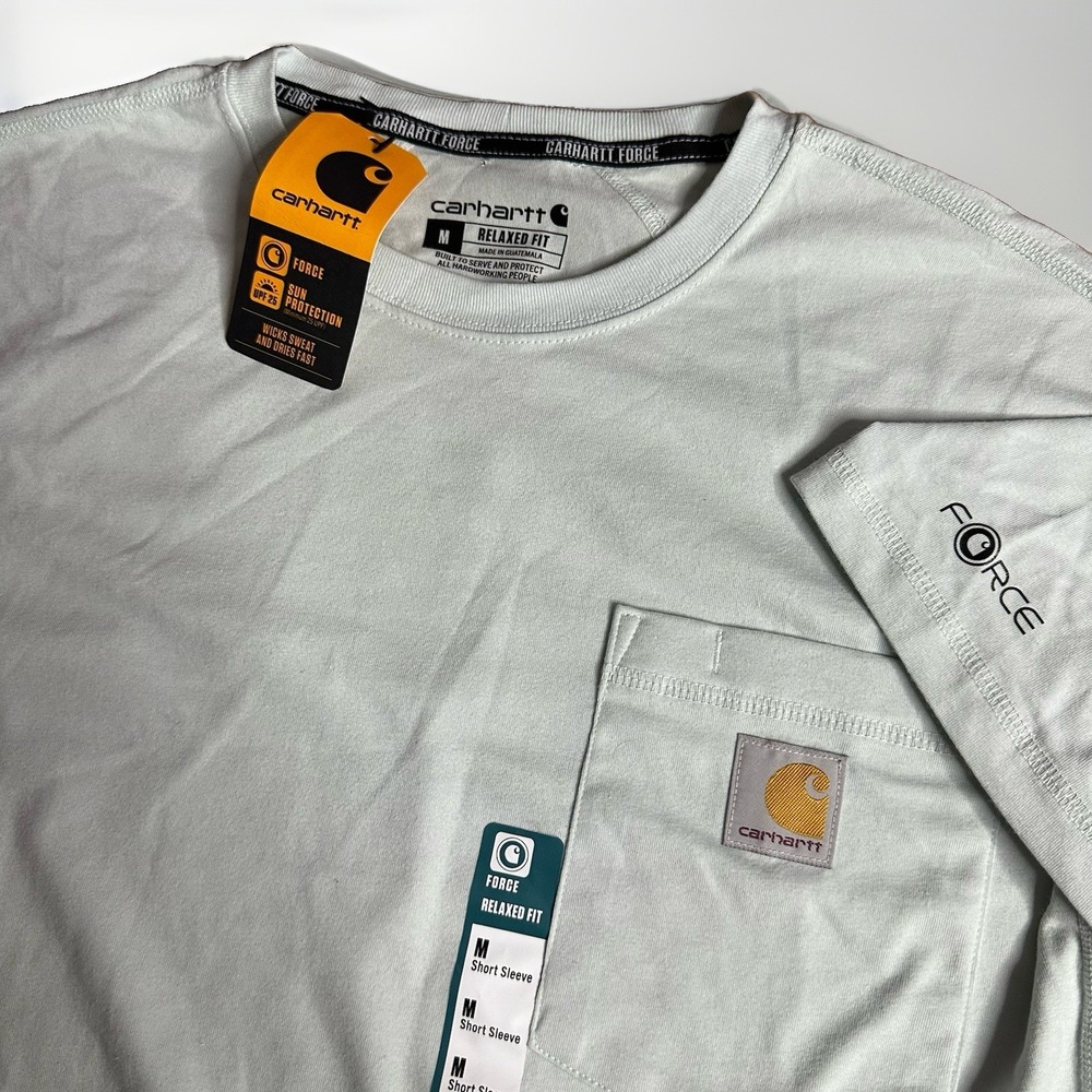 NEW Carhartt Force Relaxed Fit Pocket Shirt Mens Medium Dew Drop Vented UPF25